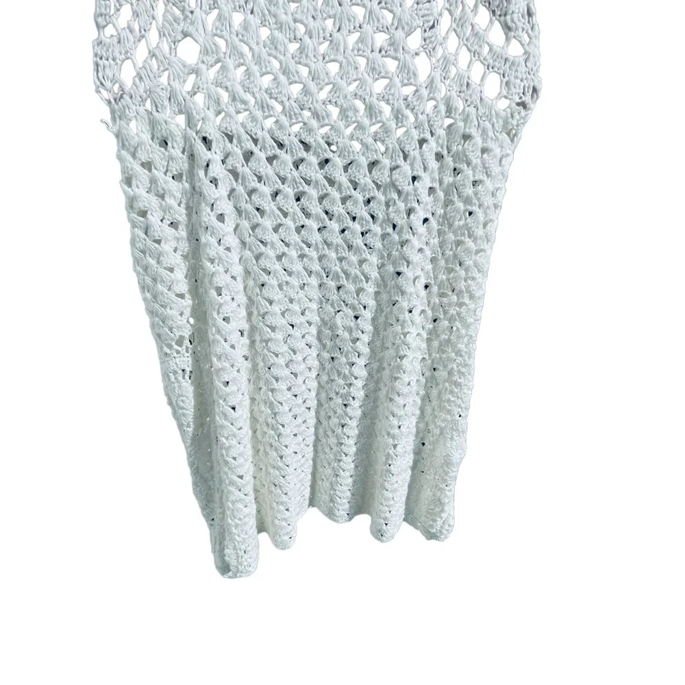 ✌🏻sold✌🏻FLOOK. Crochet Boho Cover Up Dress Size Medium Short Mini - Picture 12 of 15